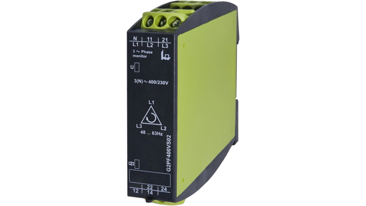 Tele Phase, Voltage Monitoring Relay, 3 Phase, DPDT, Maximum of 400 V, DIN Rail