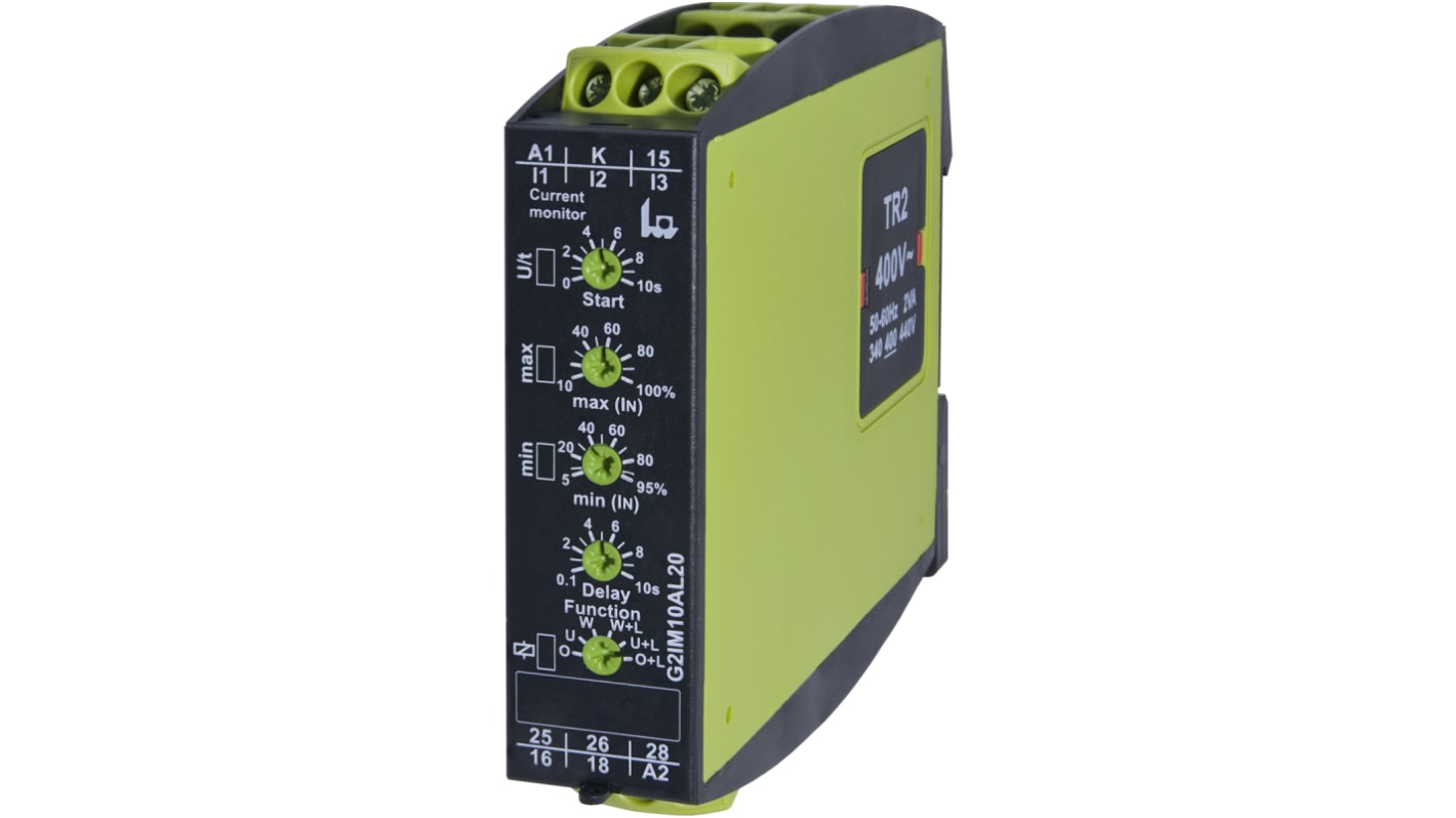 Tele Current Monitoring Relay, 1 Phase, DPDT, DIN Rail