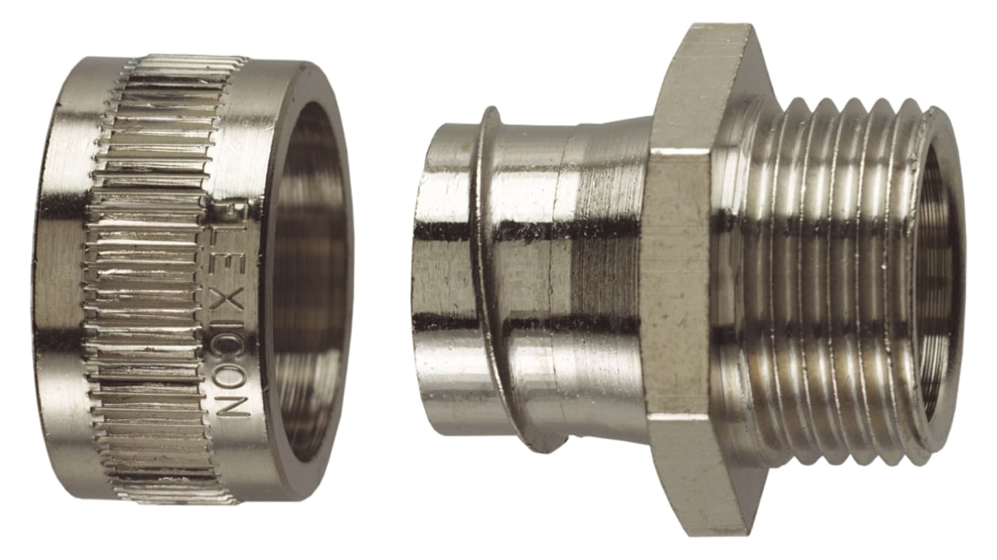 Flexicon Fixed External Thread Fitting, Conduit Fitting, 12mm Nominal Size, M16, 316 Stainless Steel