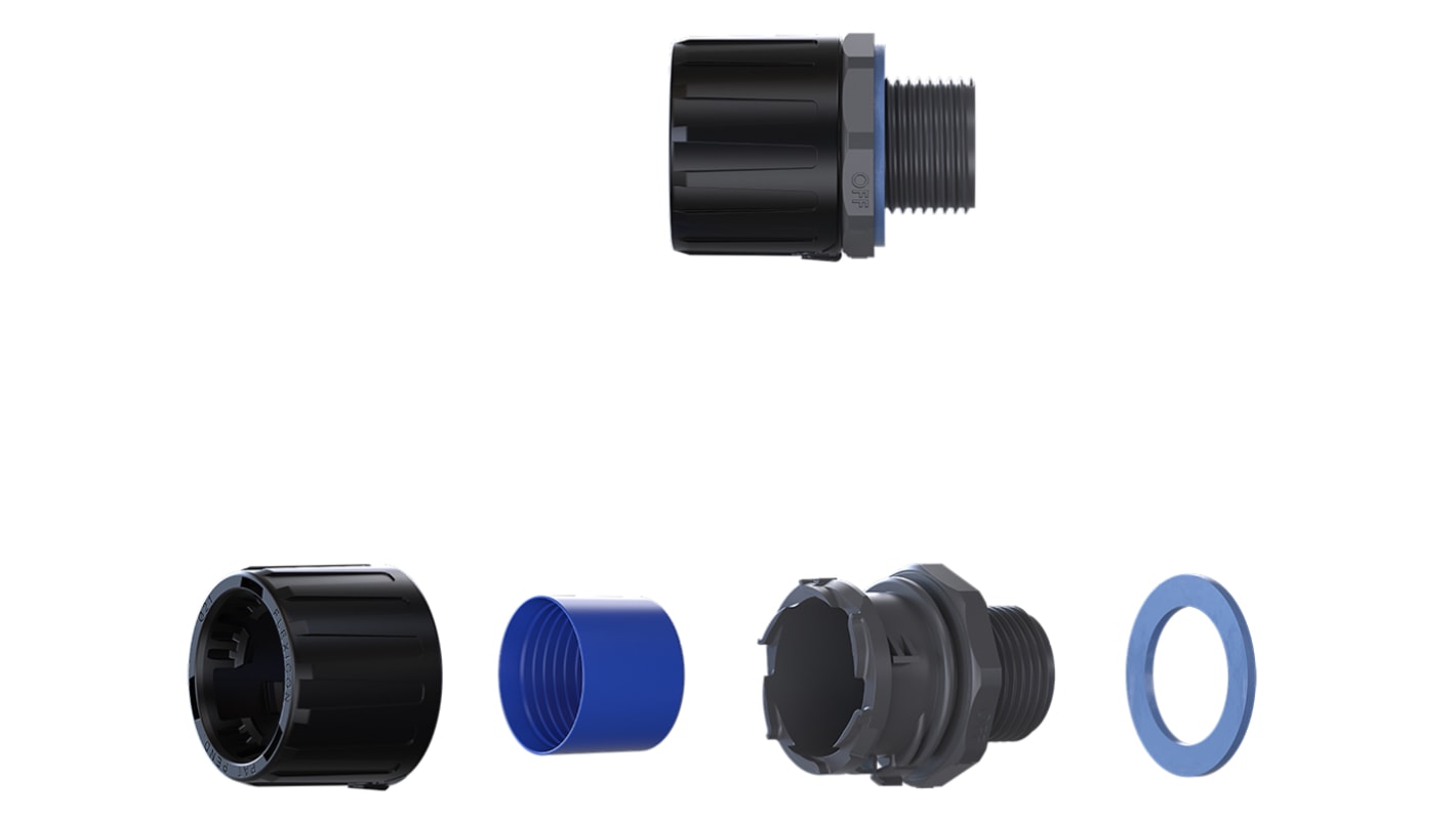 Montáž potrubí Rovný Černá, šedá jmenovitá velikost 42mm Nylon 66 Černý, IP66, IP67, IP68, IP69 M40 Flexicon