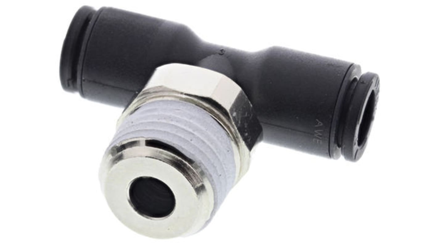 Legris LF3000 Series Tee Threaded Adaptor, Push In 16 mm to Push In 16 mm, Threaded-to-Tube Connection Style