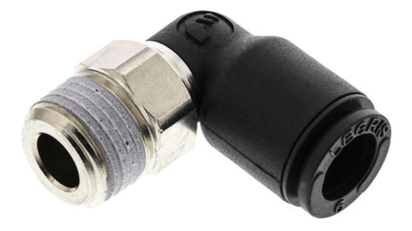 Adaptateur fileté coudé Legris LF3000 vers Enfichable, 16 mm R 3/8 Mâle