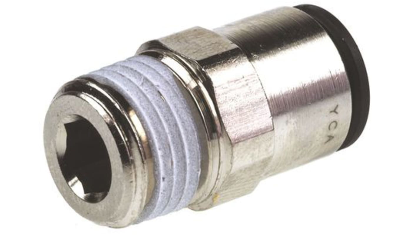 Legris LF3000 Series Straight Threaded Adaptor, R 3/8 Male to Push In 16 mm, Threaded-to-Tube Connection Style