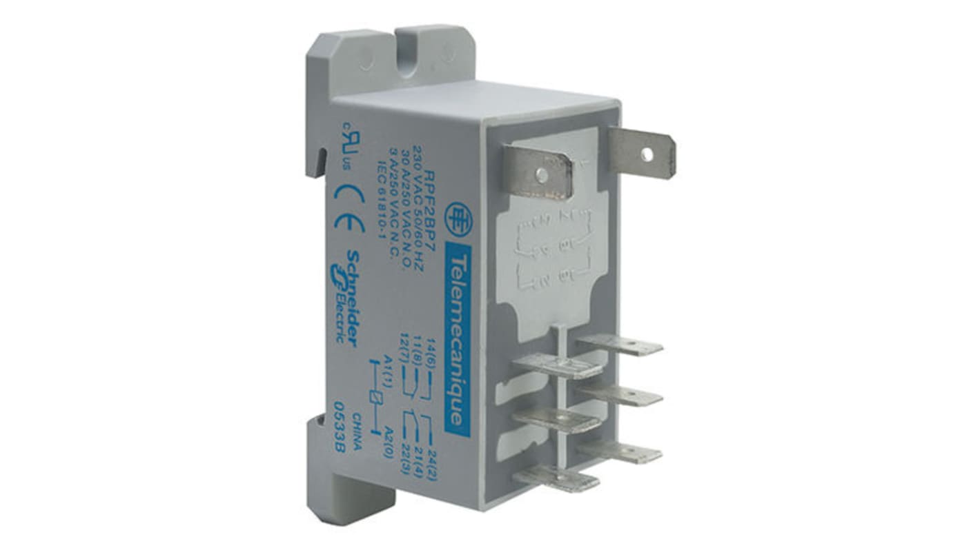 Schneider Electric DIN Rail Power Relay, 24V ac Coil, 30A Switching Current, DPST