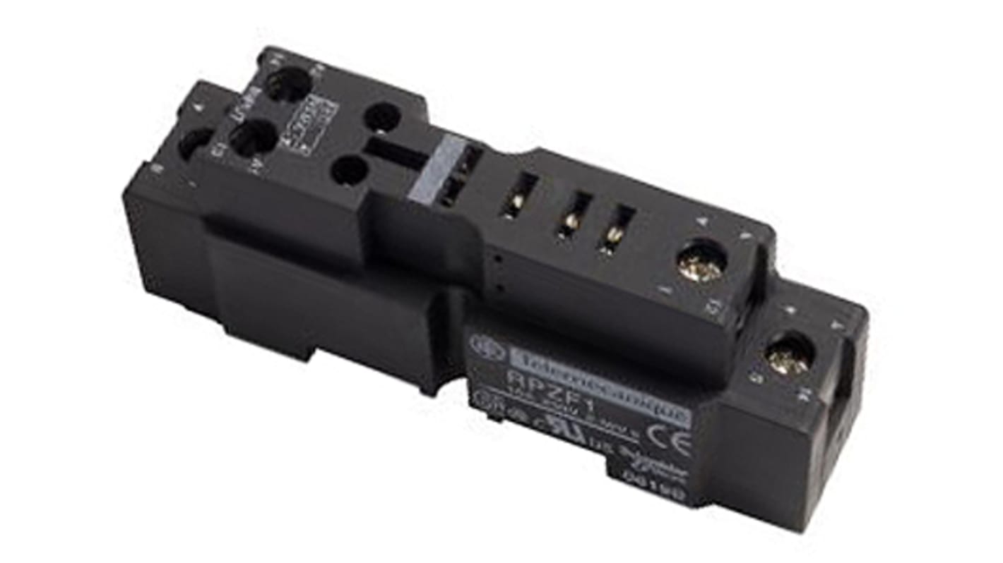 Schneider Electric Harmony Relay RP 5 Pin 250V DIN Rail Relay Socket, for use with Plug-In Relay RPM (1CO) Series