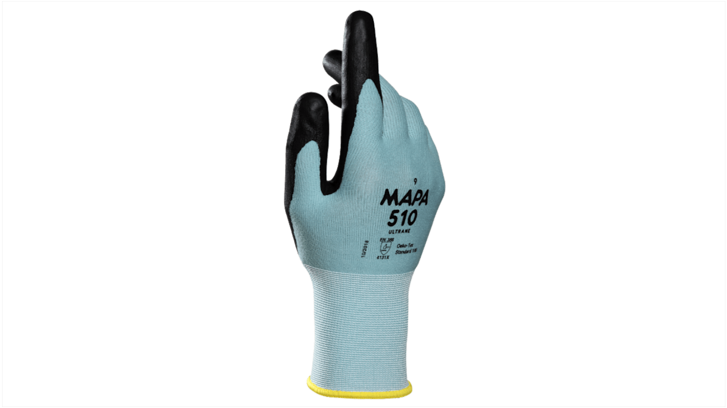 Guantes de trabajo Verde Mapa Spontex serie ULTRANE 510, talla 8, con recubrimiento de Espuma Aqua-Polymer, Uso general