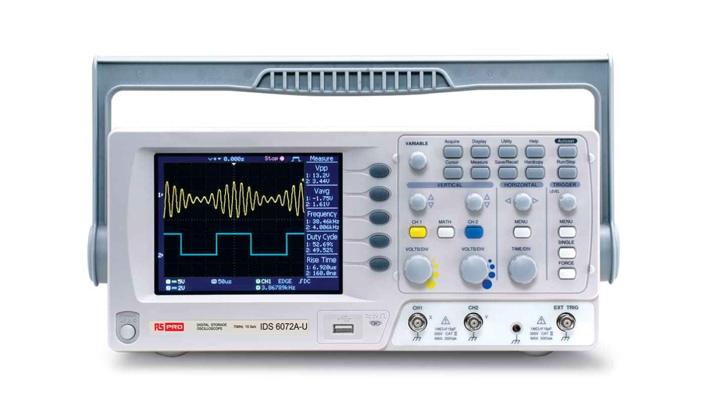 RS PRO IDS6072AU Digital Portable Oscilloscope, 2 Analogue Channels, 70MHz