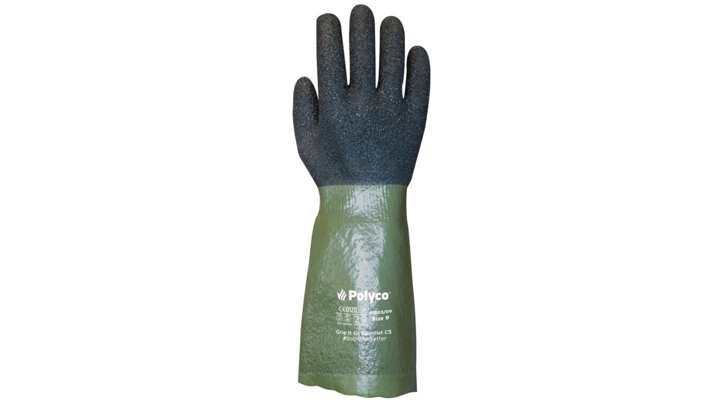 BM Polyco Grip It Black Kevlar Cut Resistant Work Gloves, Size 9, Large, PVC Coating