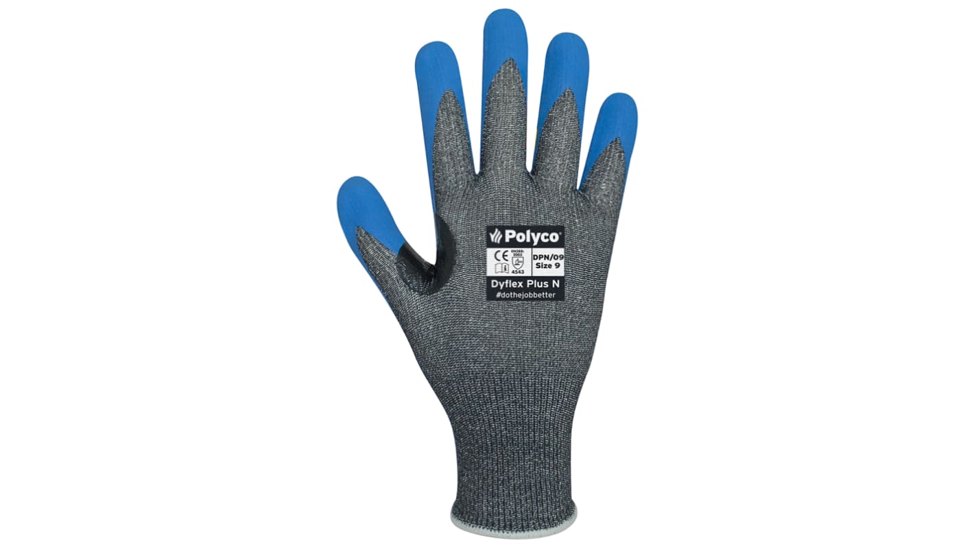 Polyco Healthline Dyflex Grey Nitrile Cut Resistant Work Gloves, Size 11, Nitrile Foam Coating