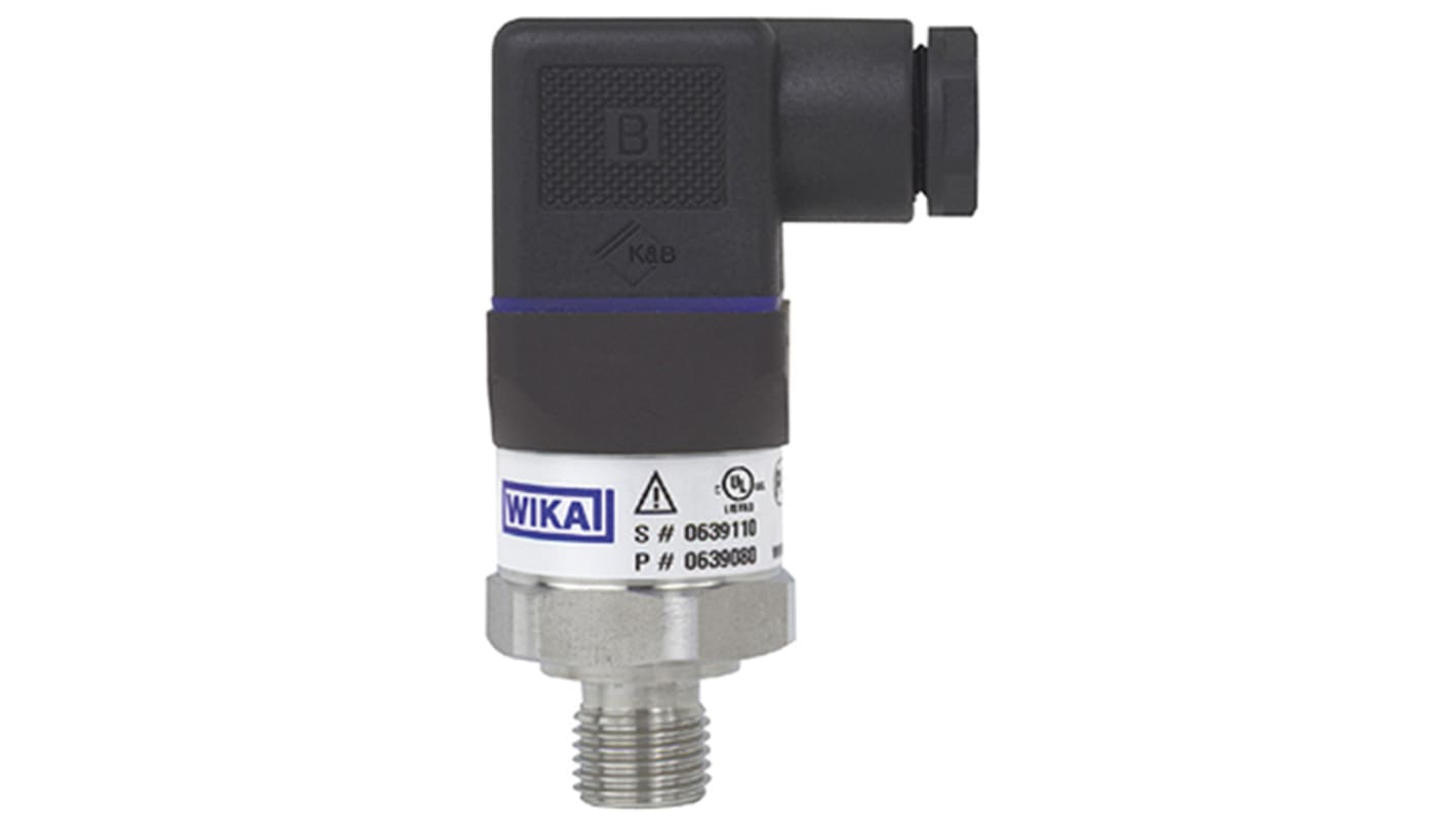 Sensor de presión WIKA, 0bar → 250bar, G1/4, 8 → 30 V dc, salida analógica, para Gas, líquido, IP65