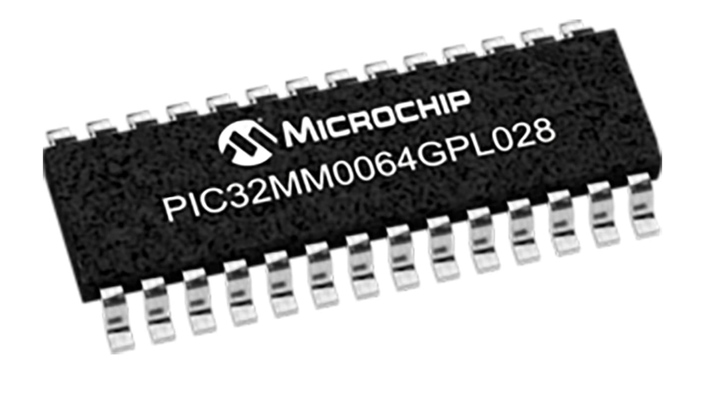 Microchip PIC32MM0064GPL028-I/SO, 32bit PIC Microcontroller, PIC32, 25MHz, 64 kB Flash, 28-Pin SOIC