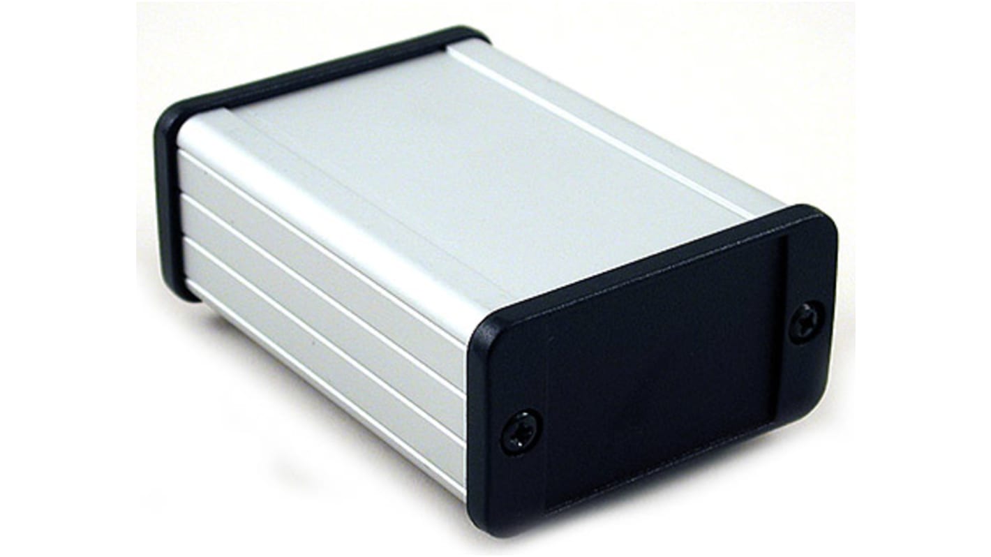 Hammond 1457 Series Silver Anodised Aluminium Enclosure, IP54, Black Lid, 62 x 88.39 x 33.93mm