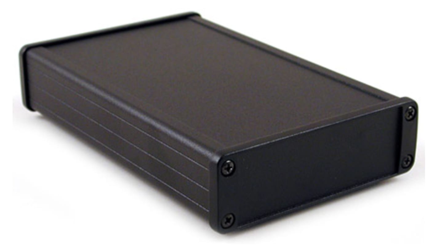 Hammond 1457 Series Black Aluminium Enclosure, IP65, Black Lid, 106.9 x 171.2 x 34.9mm