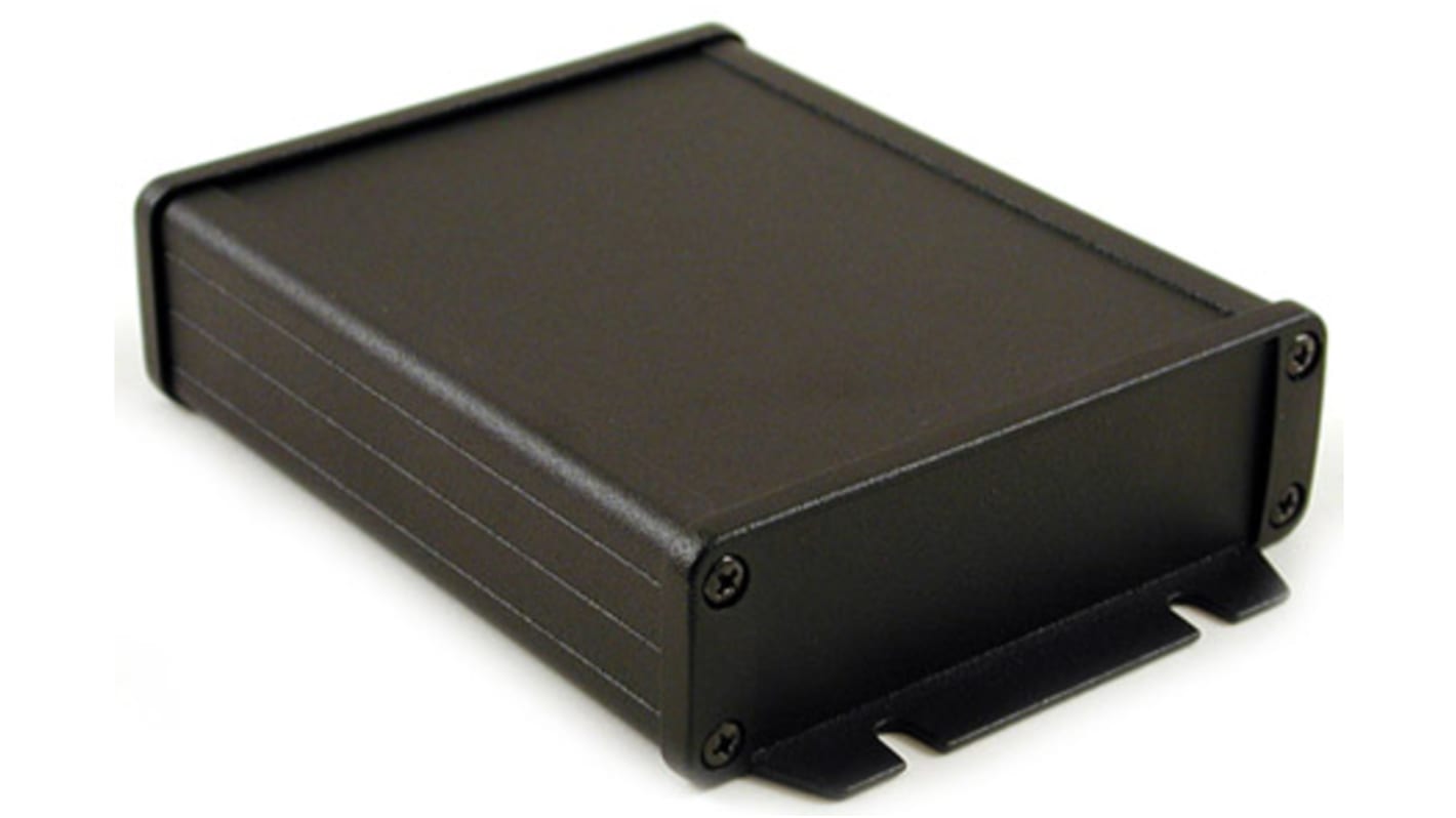 Hammond 1457 Series Black Aluminium Enclosure, IP65, Flanged, Black Lid, 34.9 x 106.9 x 151.6mm