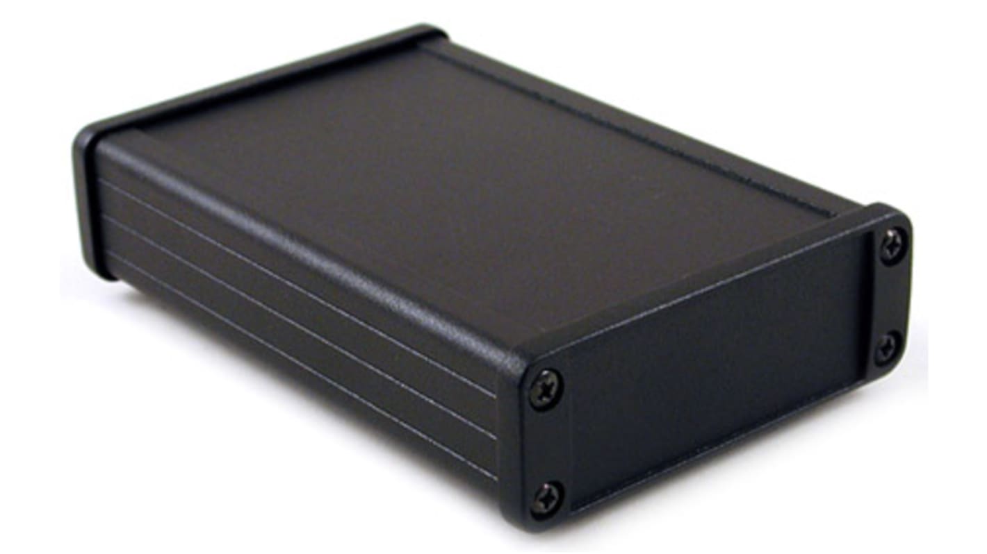 Hammond 1457 Series Black Aluminium Enclosure, IP54, Black Lid, 86.96 x 131.15 x 31.43mm