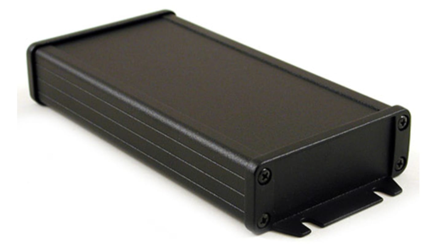 Hammond 1457 Series Black Aluminium Enclosure, IP65, Flanged, Black Lid, 31.5 x 87 x 192.1mm