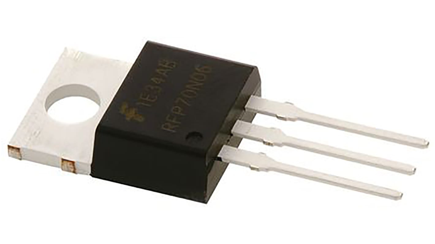 MOSFET onsemi RFP70N06, VDSS 60 V, ID 70 A, TO-220AB de 3 pines, , config. Simple