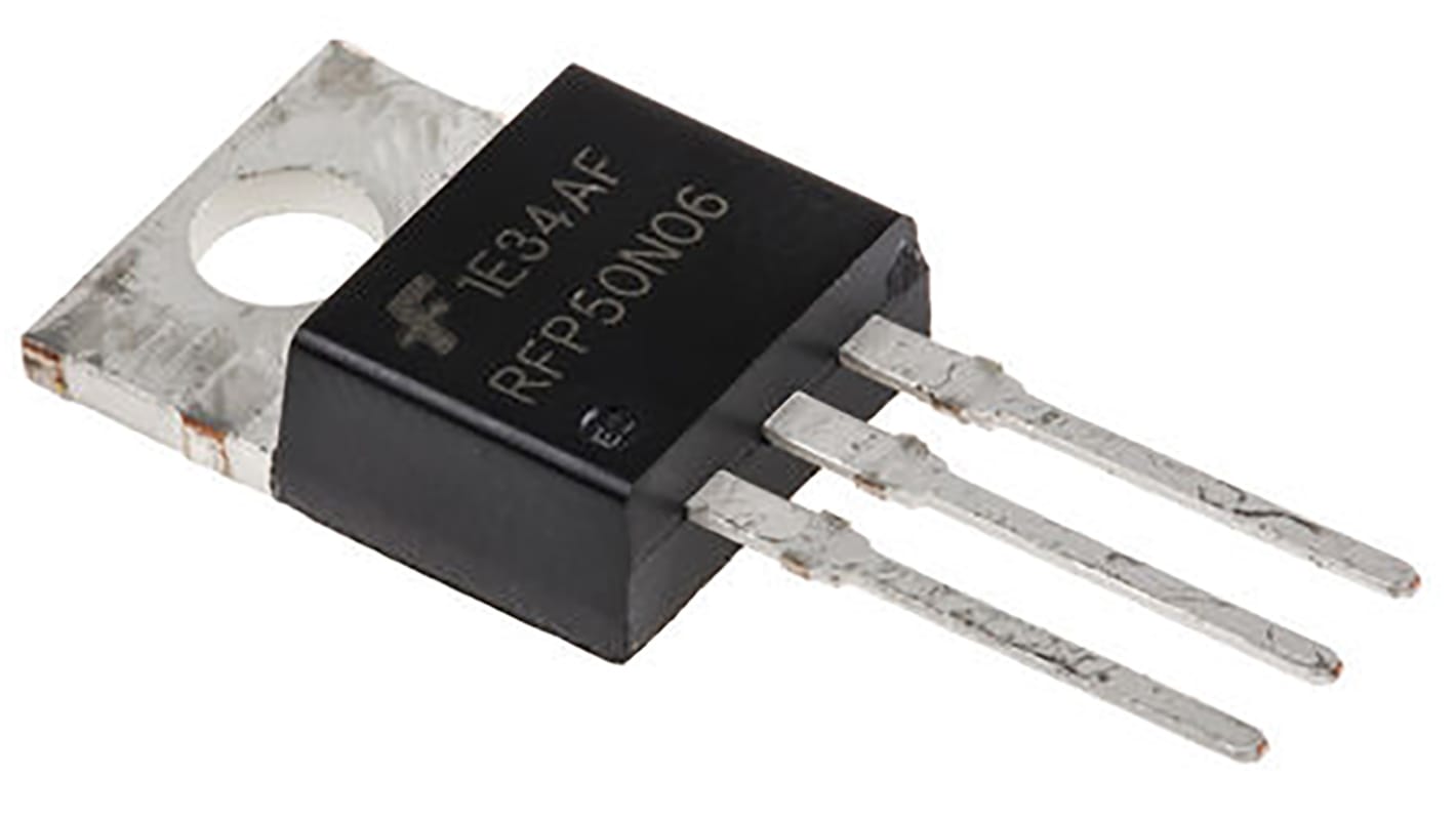 MOSFET onsemi, canale N, 22 mΩ, 50 A, TO-220AB, Su foro