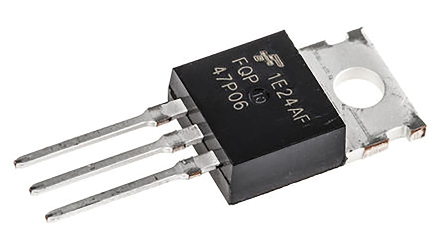 MOSFET, 1 elem/chip, 47 A, 60 V, 3-tüskés, TO-220AB QFET Egyszeres Si