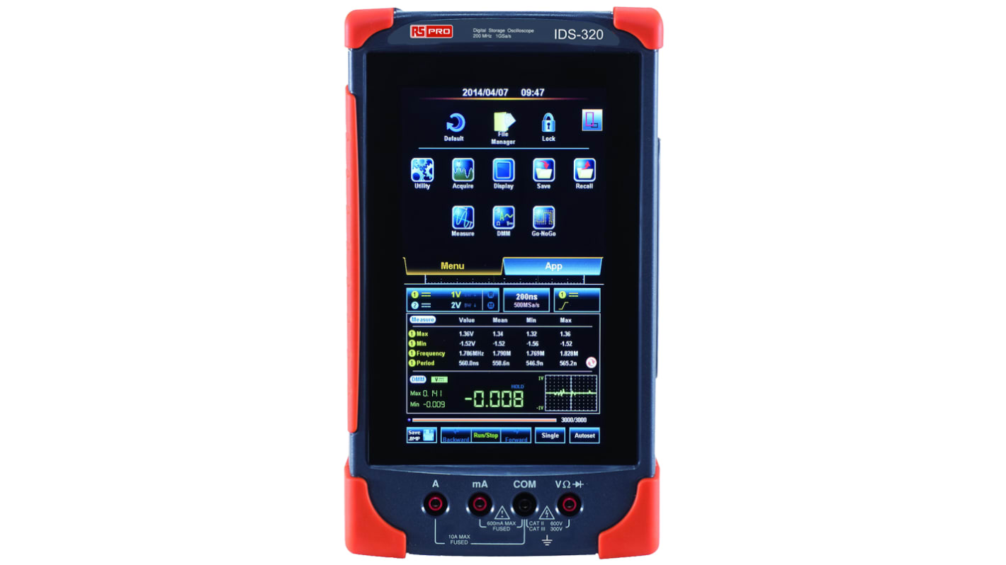 RS PRO IDS320 Handheld Oscilloscope, 2 Analogue Channels, 200MHz
