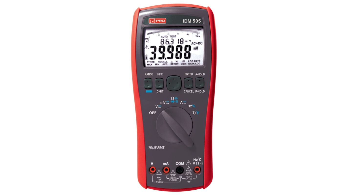 Multimètre numérique IDM505 RS PRO Portable, 1000V c.a. 10A c.a., Etalonné RS