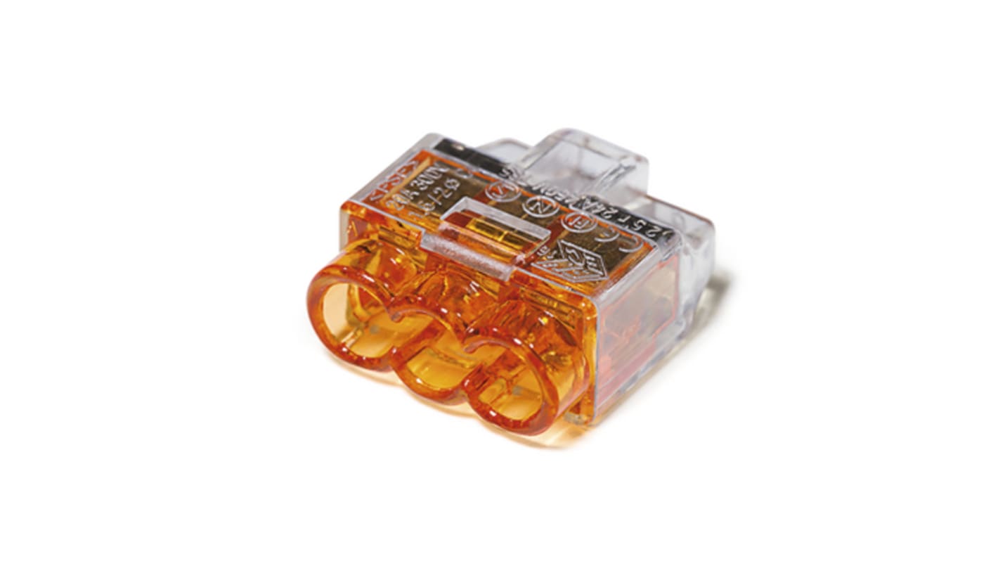 HellermannTyton, HelaCon Plus Mini Wire Splice Wire Splice Connector, Clear, Orange 0.5 → 2.5 (Solid) mm², 1