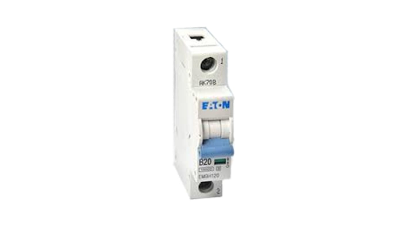 Eaton MEMShield MCB, 1P, 40A Curve B, 230V AC, 48V DC, 10 kA Breaking Capacity