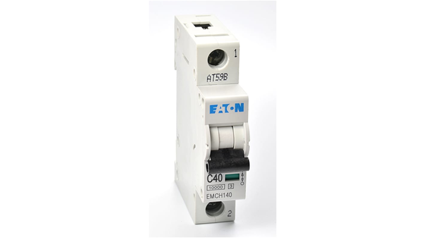 Eaton MEMShield MCB, 1P, 40A Curve C, 230V AC, 48V DC, 10 kA Breaking Capacity