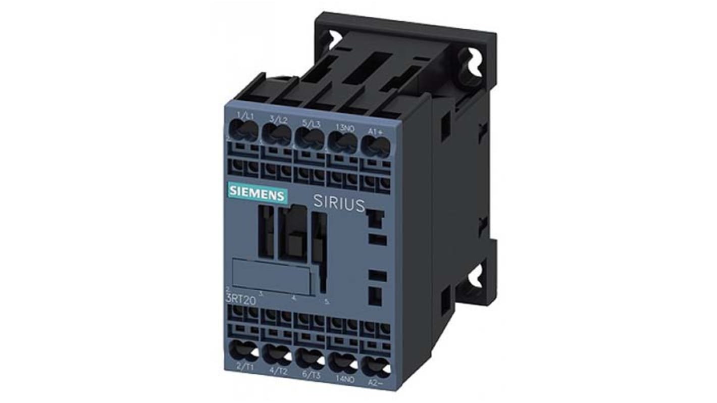 Siemens 3RT2 Overload Relay 3NO, 6.1 A F.L.C, 18 A Contact Rating, 0.4 W, 24 Vdc, 3P, SIRIUS