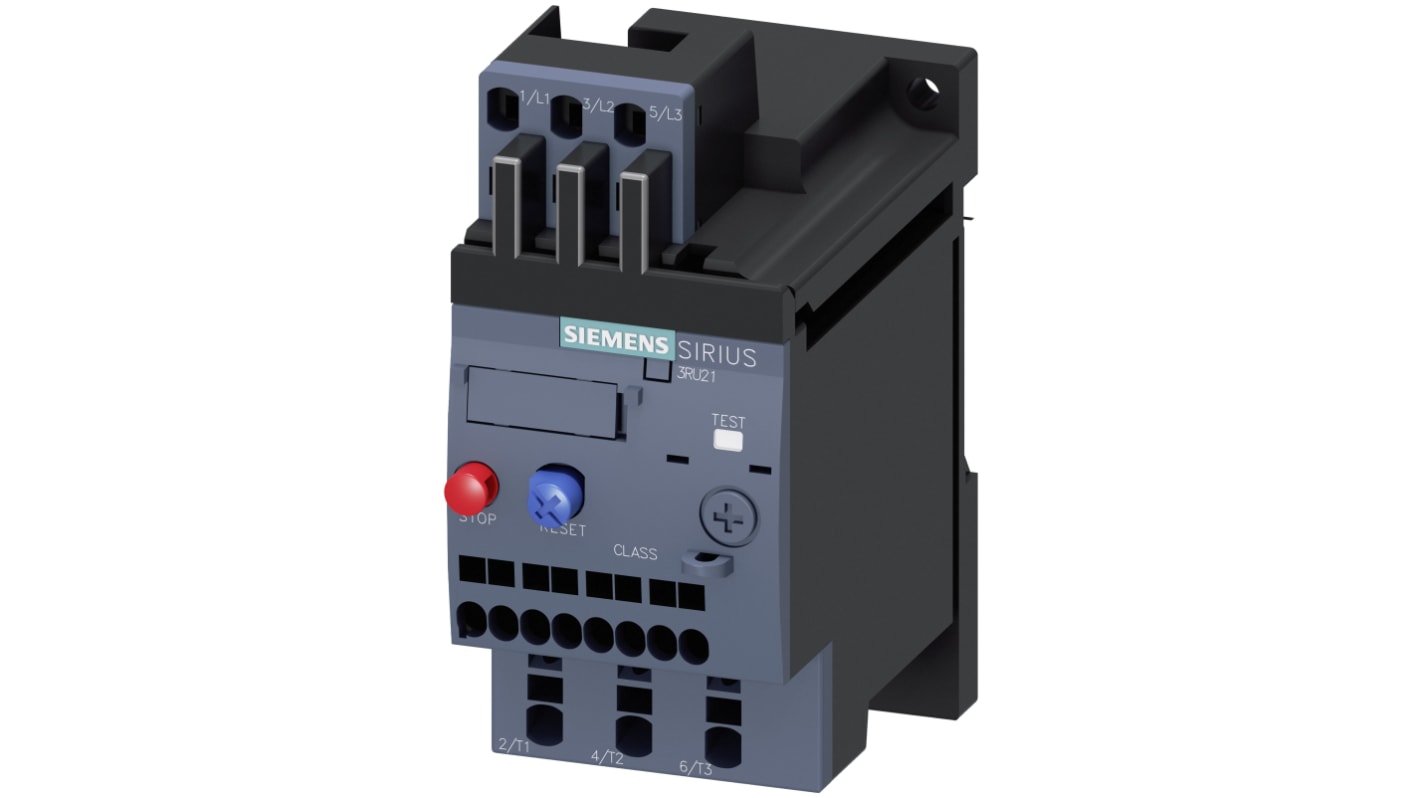 Siemens 3RU2 Overload Relay 1NO + 1NC, 0.32 A F.L.C, 3 A Contact Rating, 4.5 W, 3P, SIRIUS Innovation