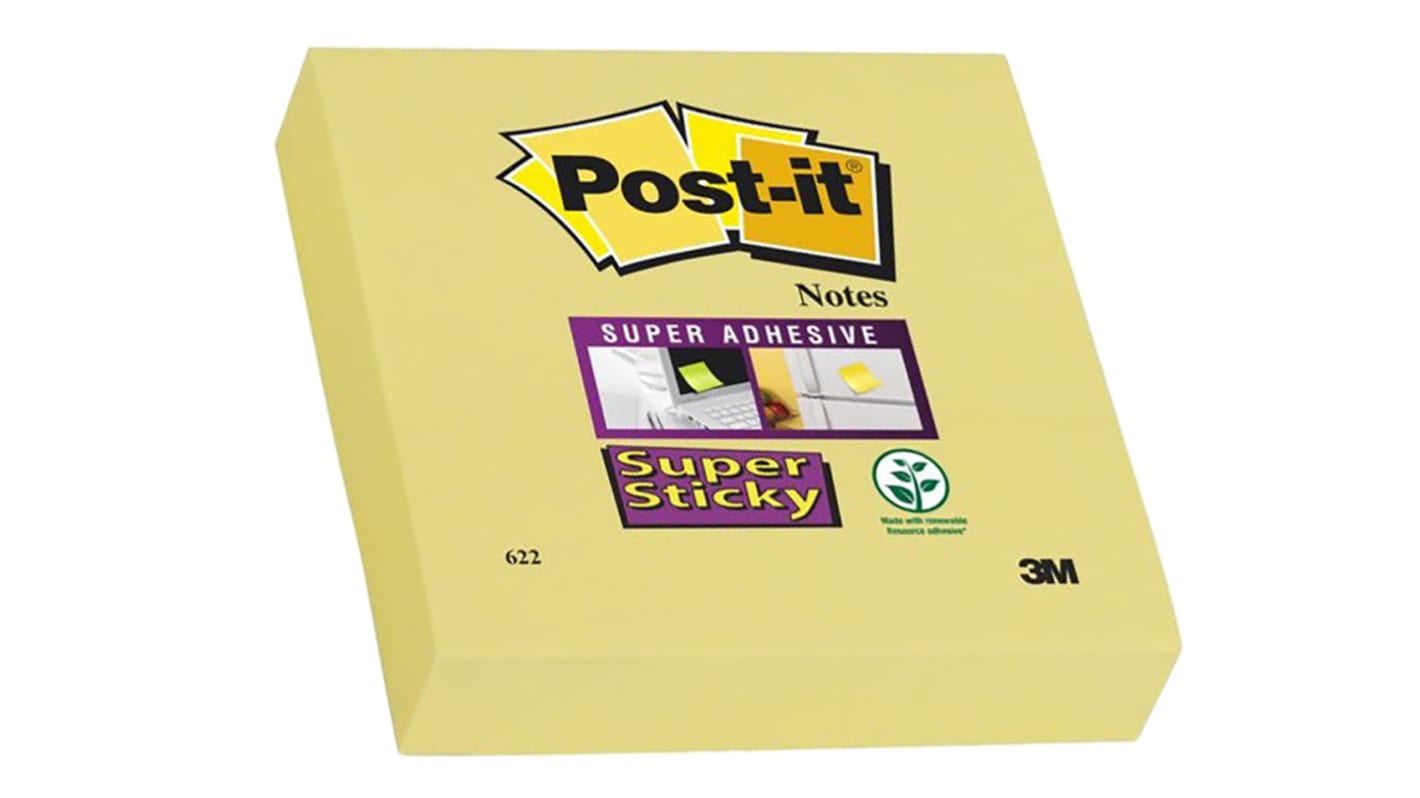 Post-It Yellow Sticky Note, 90 Notes per Pad, 76mm x 127mm