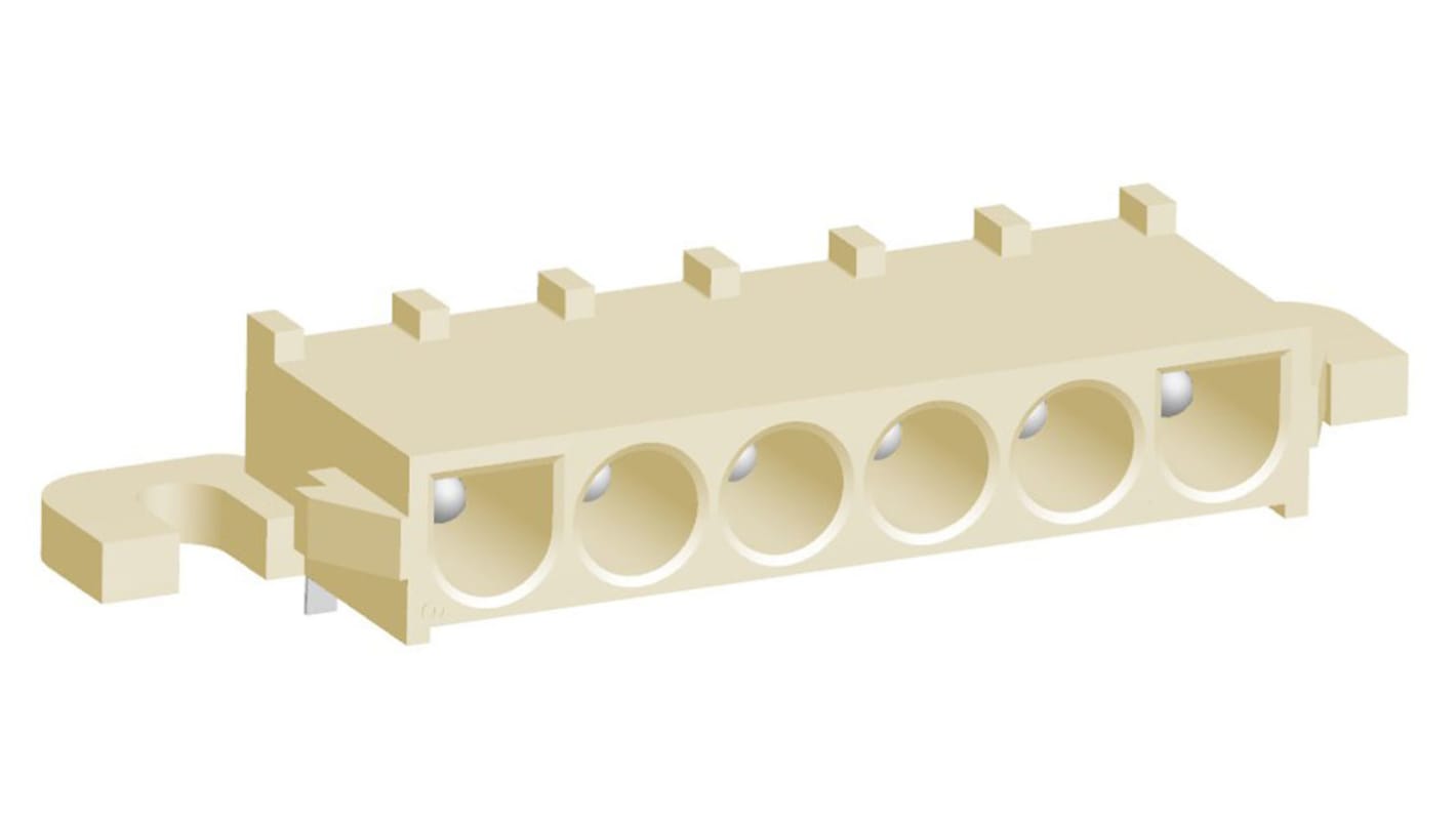 TE Connectivity Universal MATE-N-LOK Series Right Angle Through Hole PCB Header, 6 Contact(s), 6.35mm Pitch, 1 Row(s),