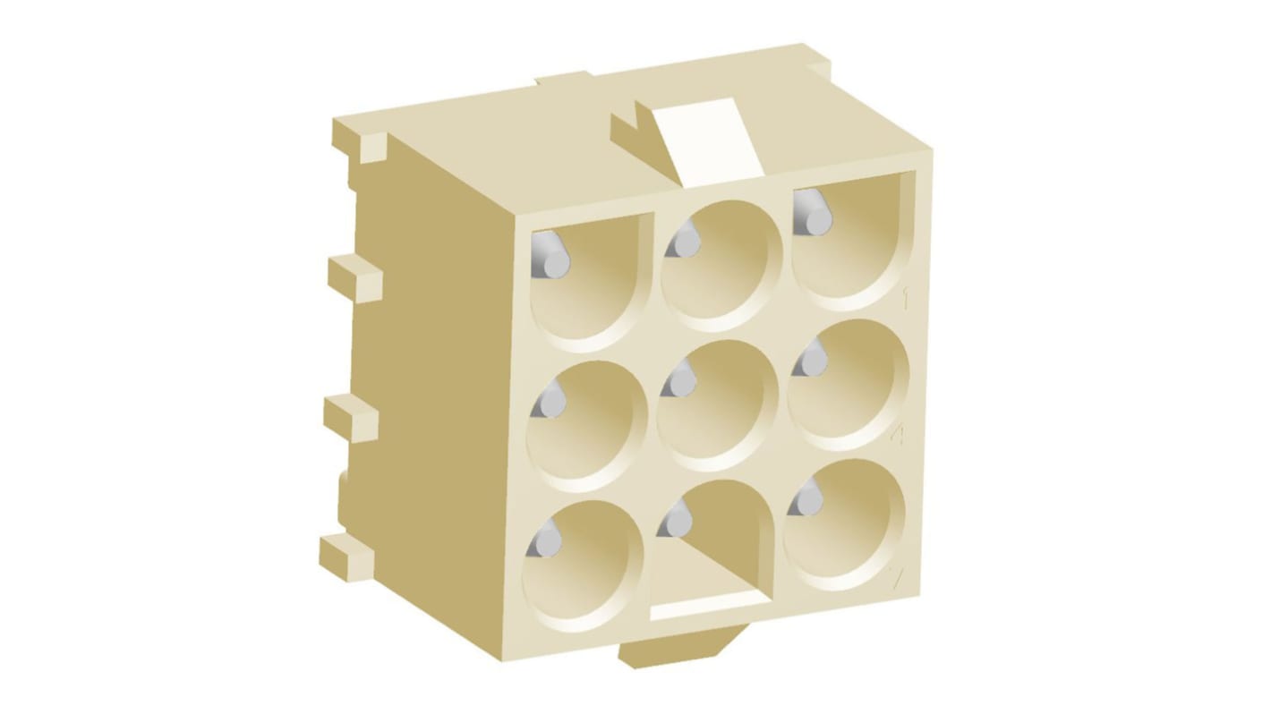 Embase pour CI TE Connectivity, Universal MATE-N-LOK, 9 pôles , 6.35mm, 3 rangées , 19.0A, Droit