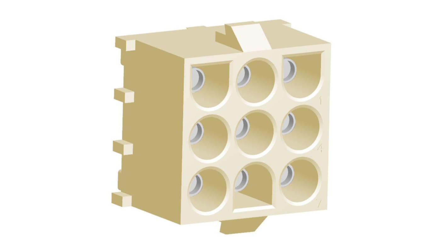 TE Connectivity Universal MATE-N-LOK Series Vertical Through Hole PCB Socket, 9 Contact(s), 6.35mm Pitch, 3 Row(s),