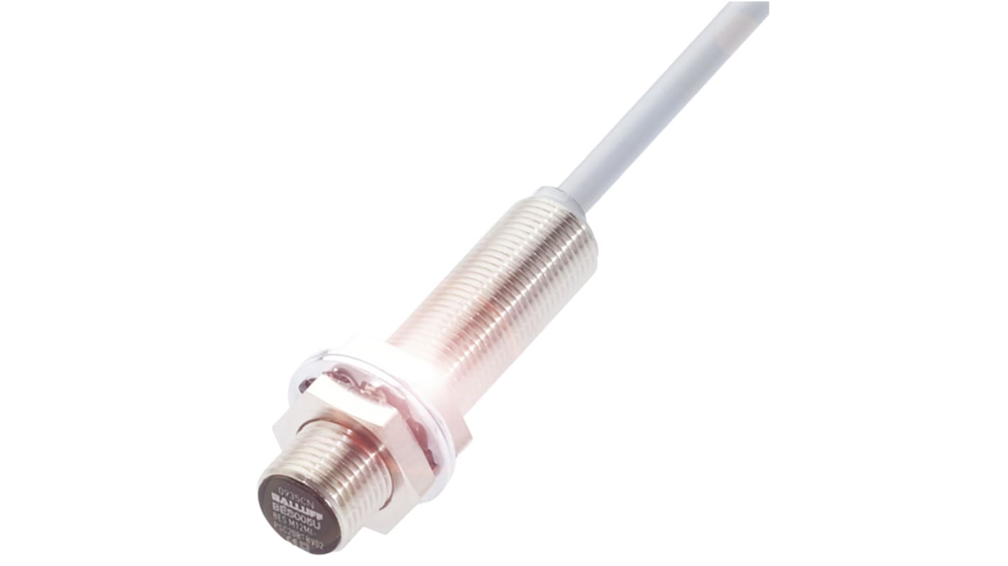 BALLUFF Inductive Barrel-Style Proximity Sensor, M12 x 1, 4 mm Detection, PNP Output, 12 → 30 V dc, IP68