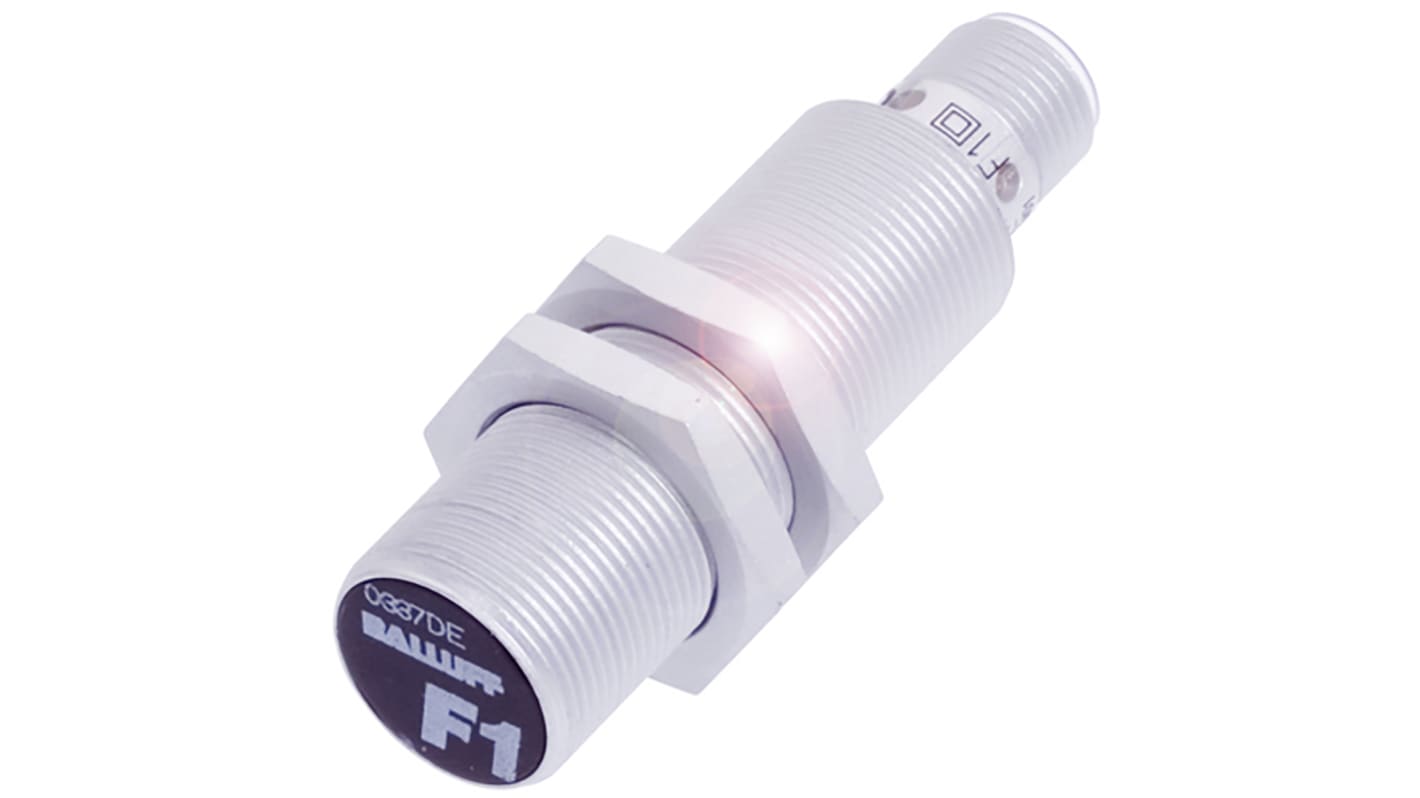 BALLUFF Inductive Barrel-Style Proximity Sensor, M18 x 1, 5 mm Detection, PNP Output, 12 → 30 V dc, IP67