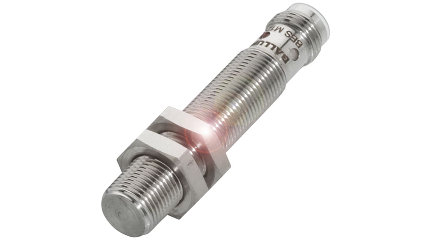 BALLUFF Inductive Barrel-Style Proximity Sensor, M12 x 1, 4 mm Detection, PNP Output, 10 → 30 V dc, IP67