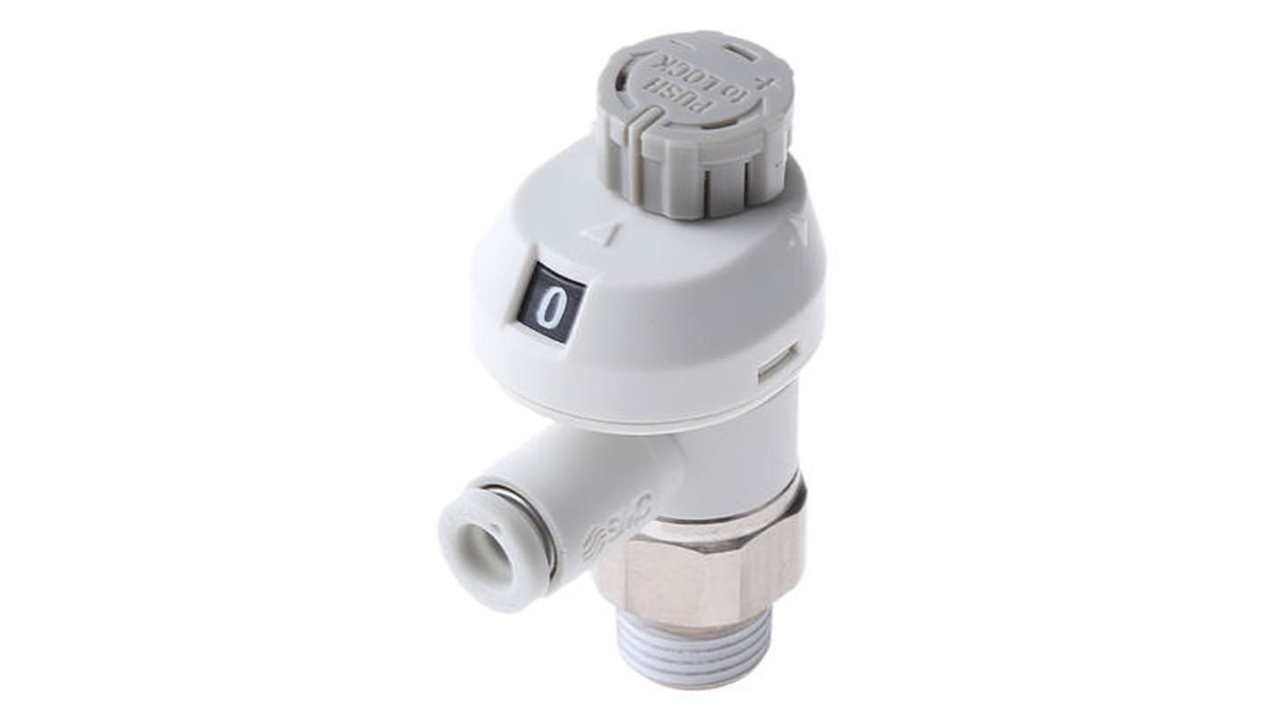 SMC AS3201FS Series Threaded Speed Controller, R 3/8 Male Inlet Port x 6mm Tube Outlet Port