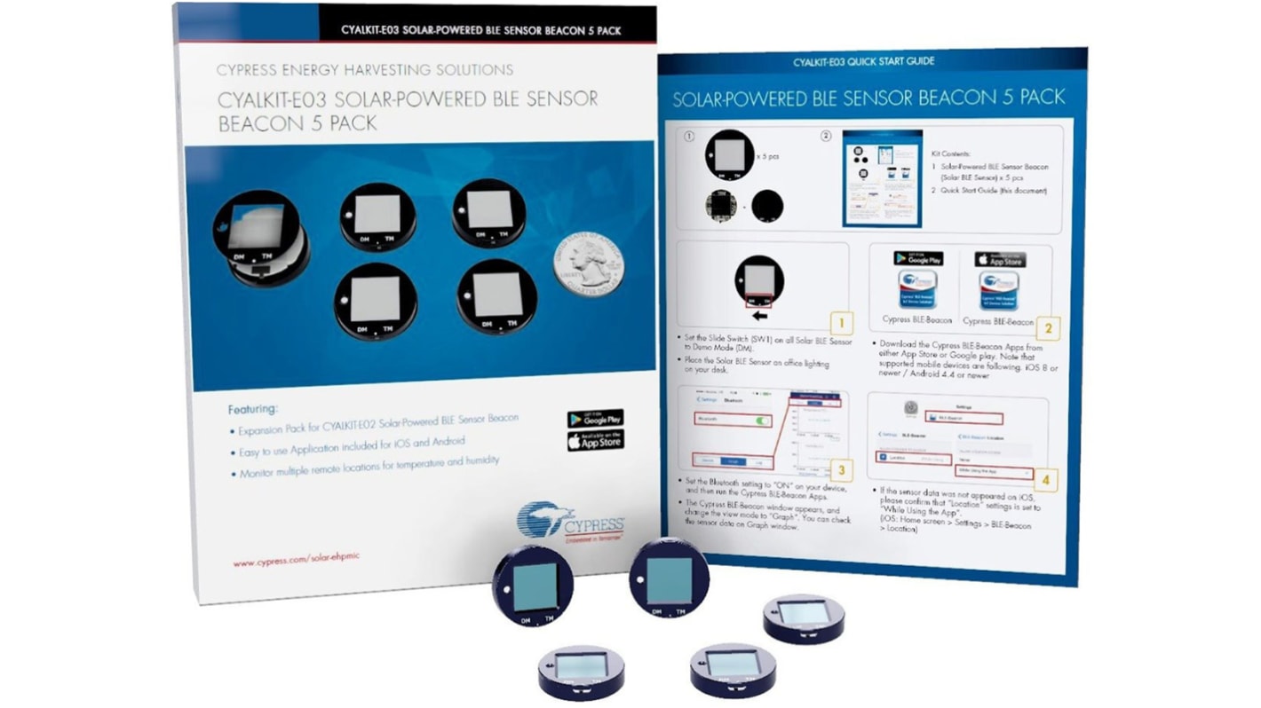 Module de développement de communication et sans fil Infineon Solar-Powered Beacon Bluetooth Smart (BLE)