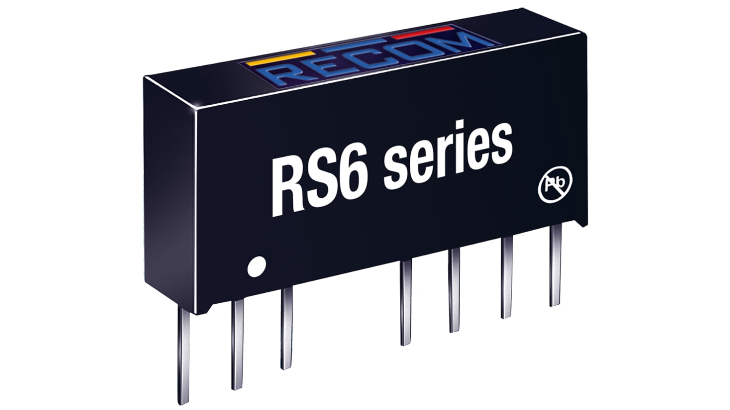 Recom RS6 DC/DC-Wandler 6W 12 V dc IN, ±12V dc OUT / ±250mA Durchsteckmontage 1.6kV dc isoliert