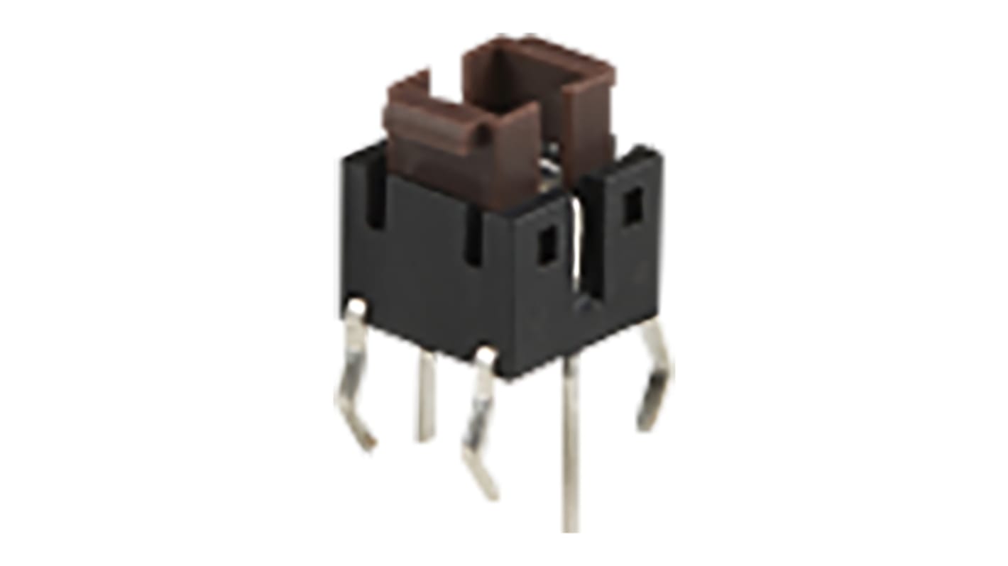 Brown Rectangular Tactile Switch, SPST 50 mA 2.2mm Through Hole