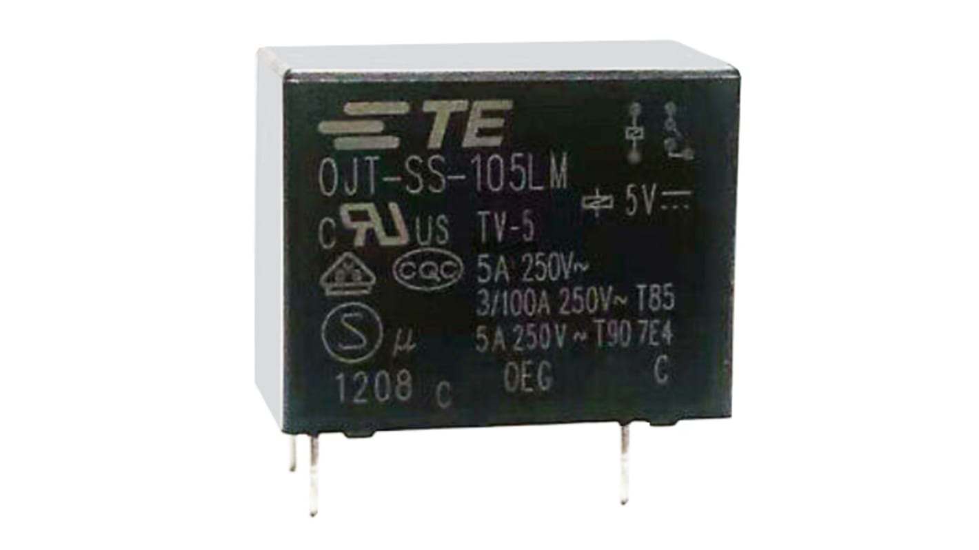 Relé de potencia sin enclavamiento TE Connectivity OJT de 1 polo, SPST, bobina 5V dc, 5A, Montaje en PCB