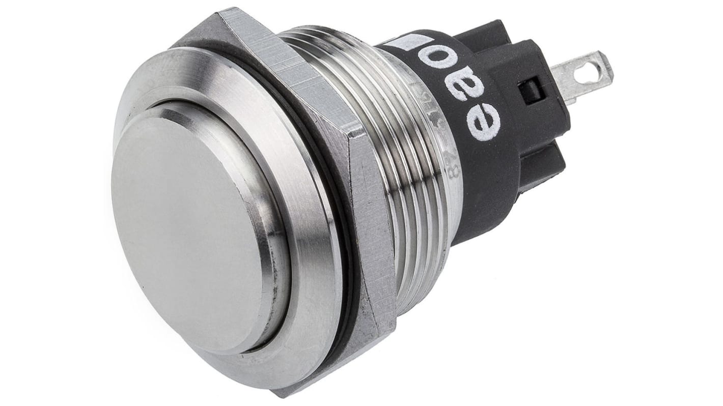 EAO 82 Series Push Button Switch, Momentary, Panel Mount, 22.3mm Cutout, SPDT, 240V, IP65, IP67