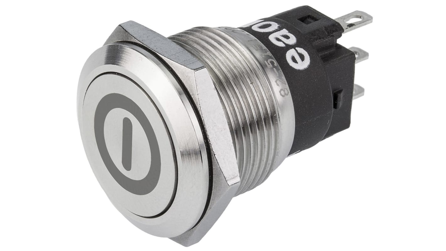 EAO 82 Series Push Button Switch, Momentary, Panel Mount, 19mm Cutout, SPDT, 240V, IP65, IP67