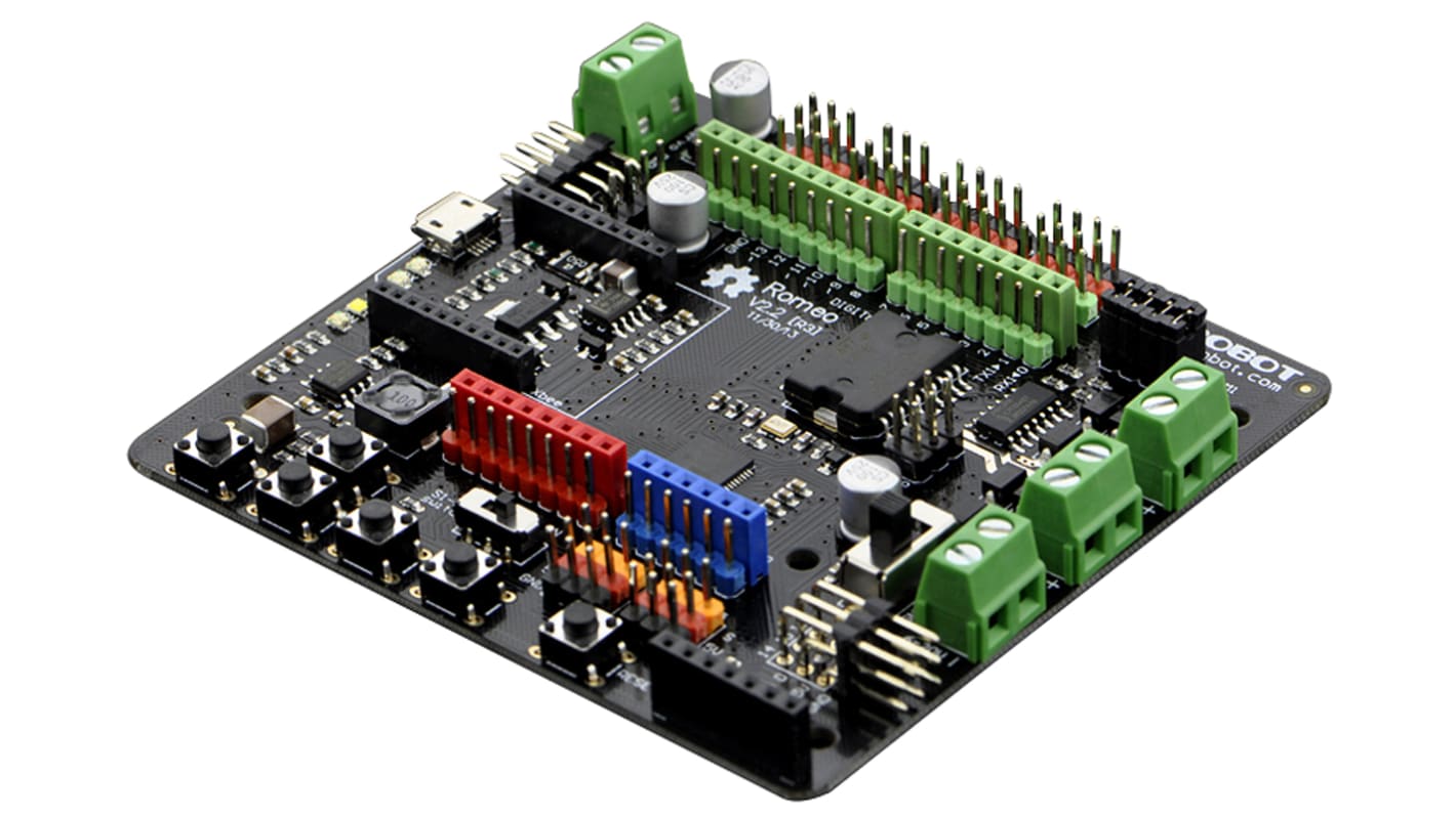 Płytka ewaluacyjna, ATmega32u4, L298N, Płytka kontrolera, Romeo V2- an Arduino Robot, do uzycia z: Zastosowania w