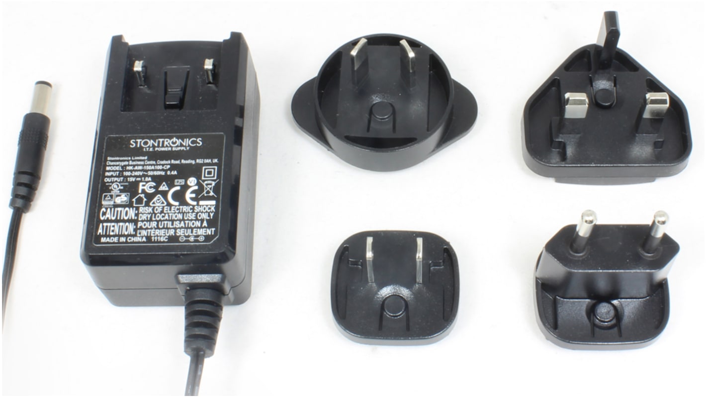 Adaptador AC/DC RS PRO 100V ac, 12V dc, 1 salida, Adaptador ac/dc, 1A, 12W, Conector macho para Europa, Australia,