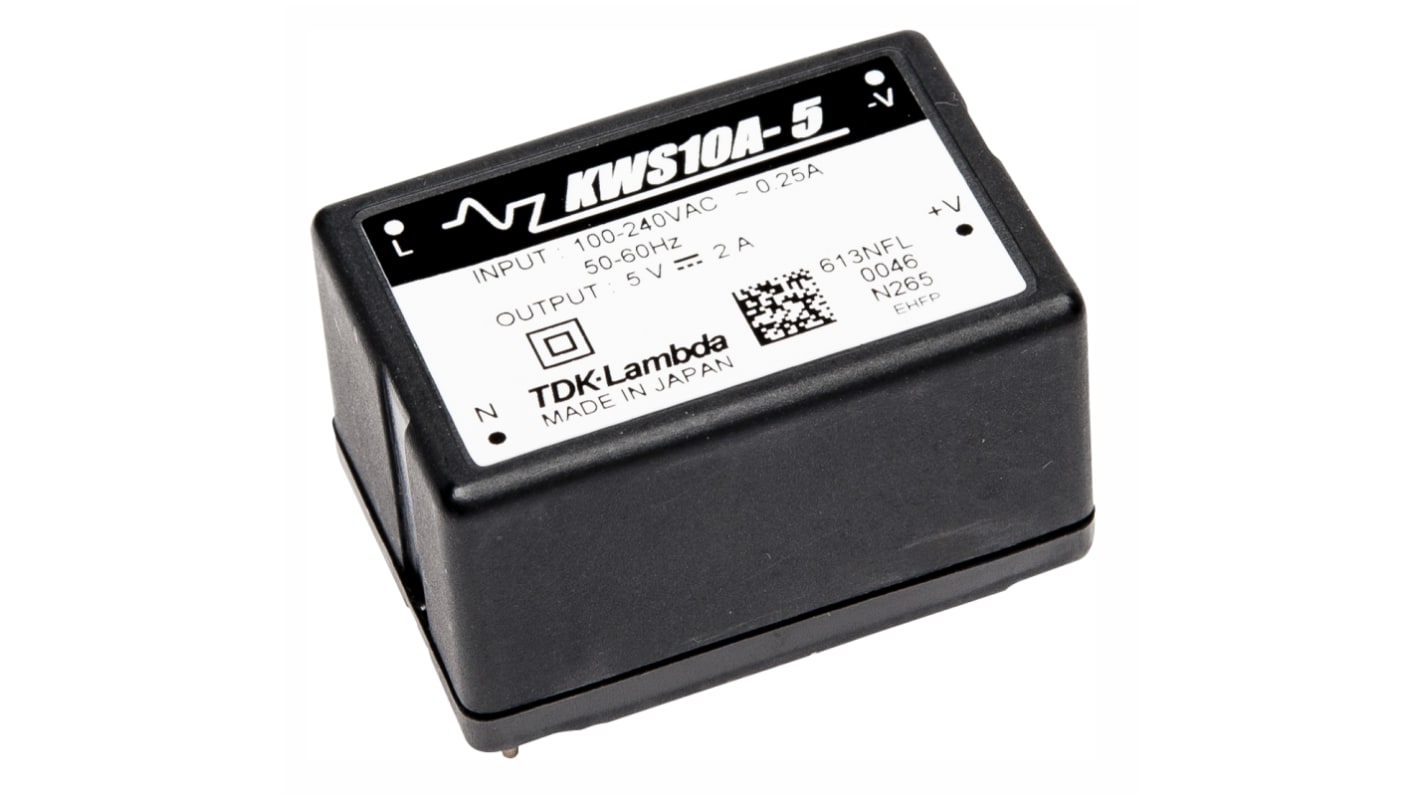 Alimentatore switching TDK-Lambda KWS10A-24, 12W, ingresso 120 → 370 V dc, 85 → 265 V ac, uscita 24V cc,