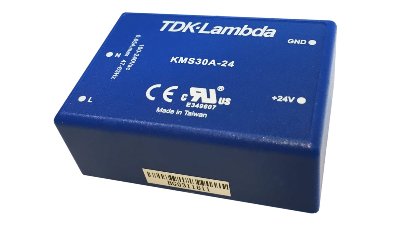 TDK-Lambda Switching Power Supply, KMS30A-15, 15V dc, 2A, 30W, 1 Output, 120 → 370 V dc, 90 → 264 V ac
