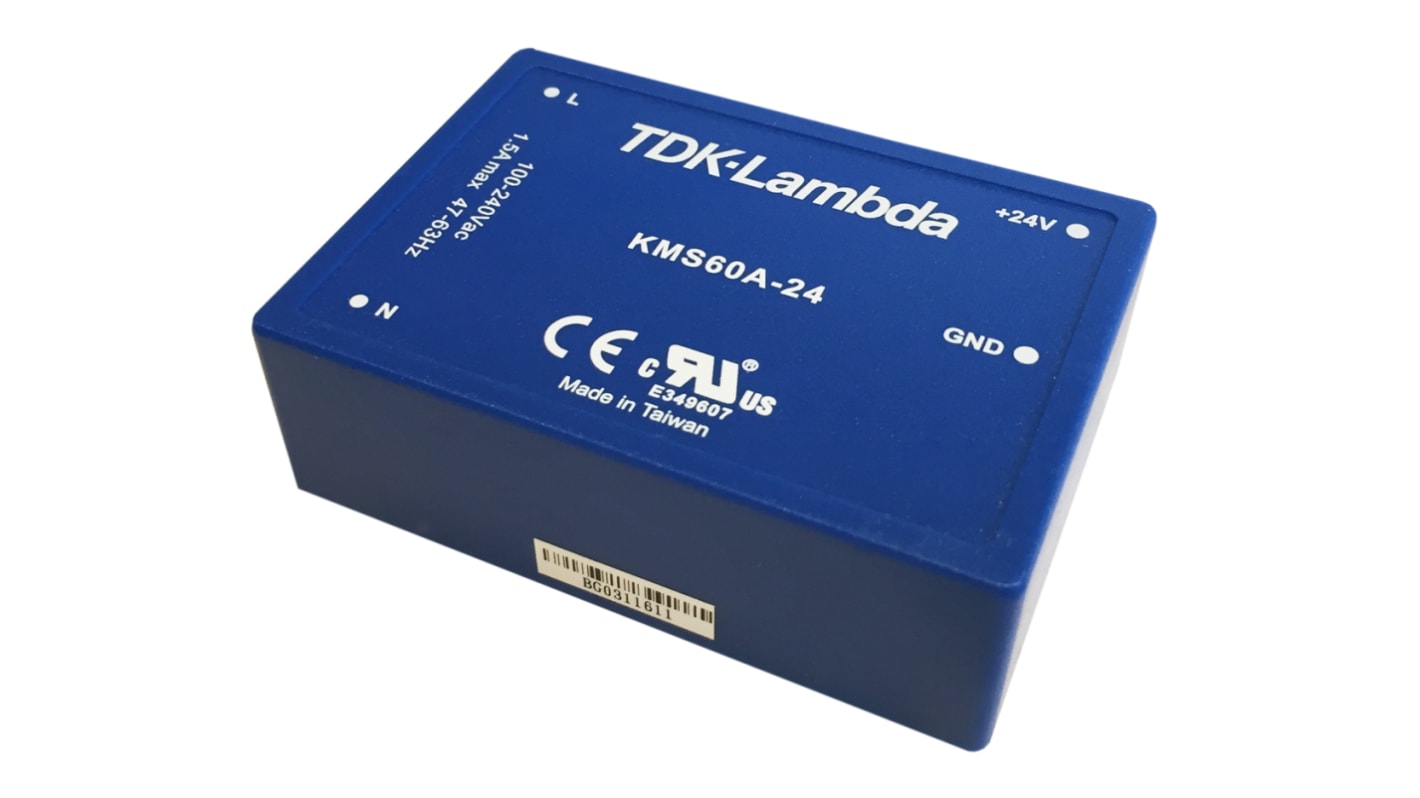 TDK-Lambda Switching Power Supply, KMS60A-5, 5.1V dc, 10A, 60W, 1 Output, 120 → 370 V dc, 90 → 264 V ac