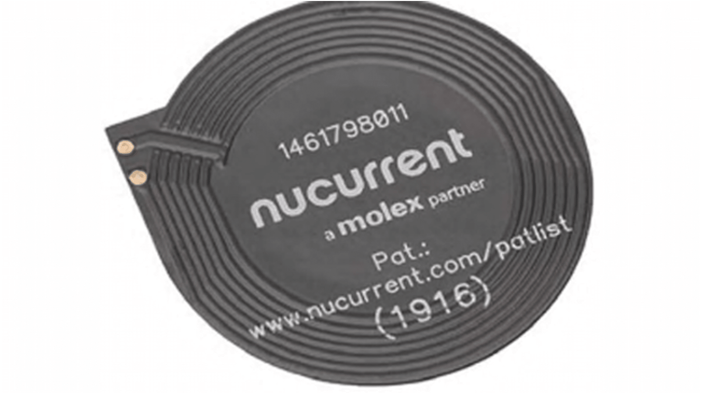 Cívka pro bezdrátové nabíjení, řada: 146179, Měď prům. 35.02mm, 235mΩ činitel jakosti Q 115, Molex, 35.02 (Dia.) x 06mm